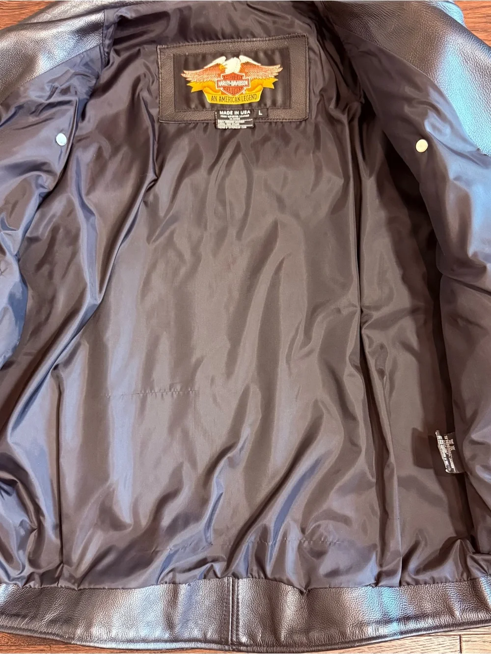 Harley-Davidson Basic Skins Black Leather Biker Jacket with Silver Hardware L